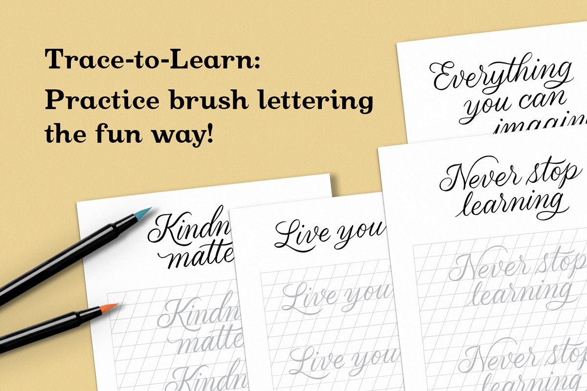 Simplified Brush Lettering Workbook – Seven Brush Strokes