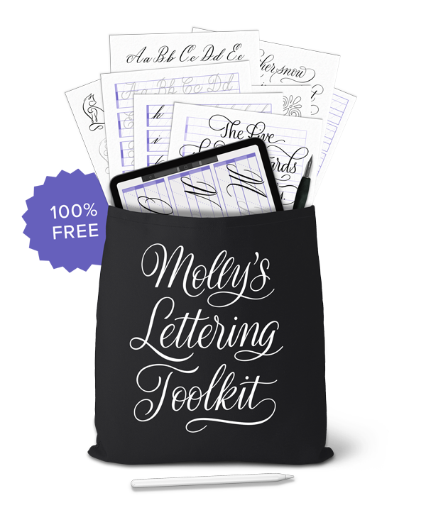 Molly’s Lettering Toolkit preview of free calligraphy practice sheets