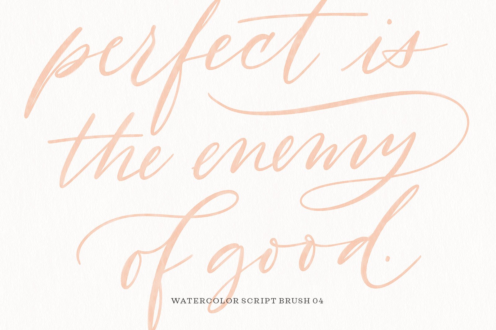 A sample of modern calligraphy that says “perfect is the enemy of good” in watercolor lettering, created using a brush from the Watercolor Calligraphy Procreate Brush Pack for iPad Lettering.