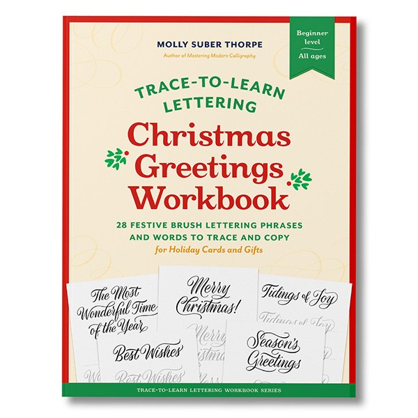 Cover of Christmas Greetings Brush Lettering Workbook by Molly Suber Thorpe