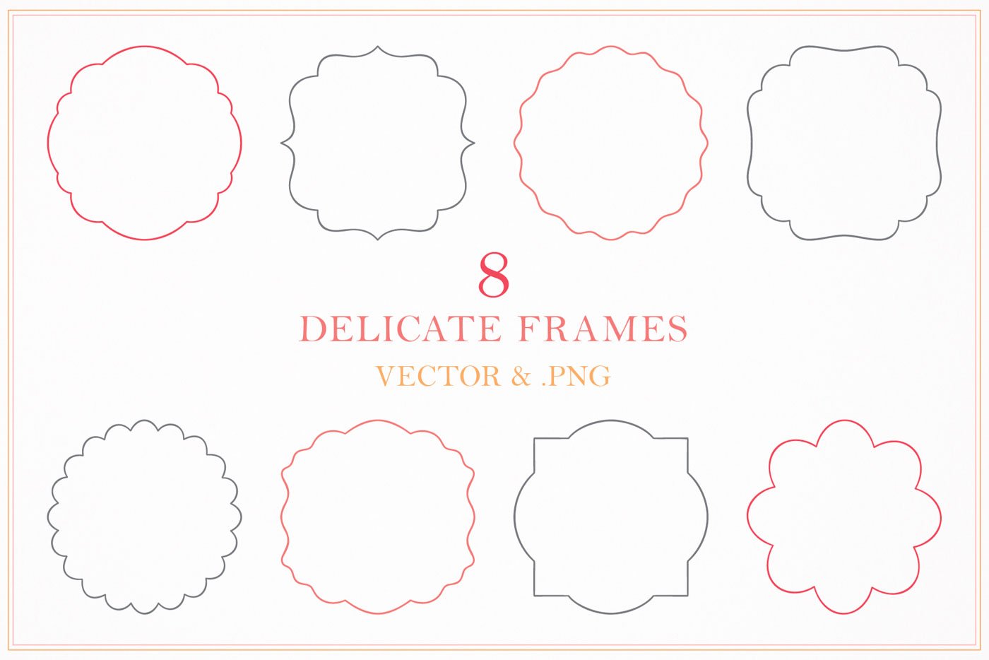 8 thumbnails of the delicate border designs included as a bonus in the Spring Bouquets Floral Vector Collection by Molly Suber Thorpe