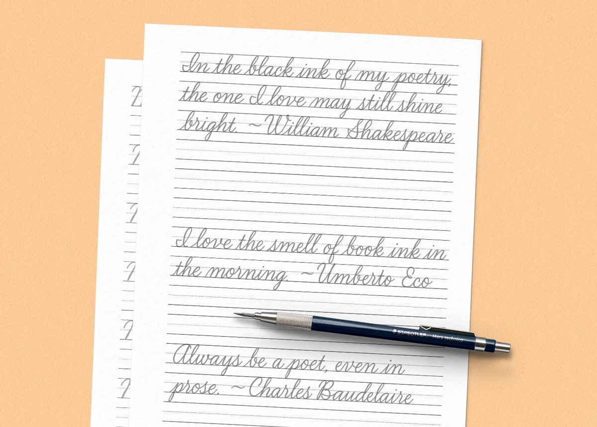 Cursive sentence practice sheets from Modern Cursive Handwriting by Molly Suber Thorpe