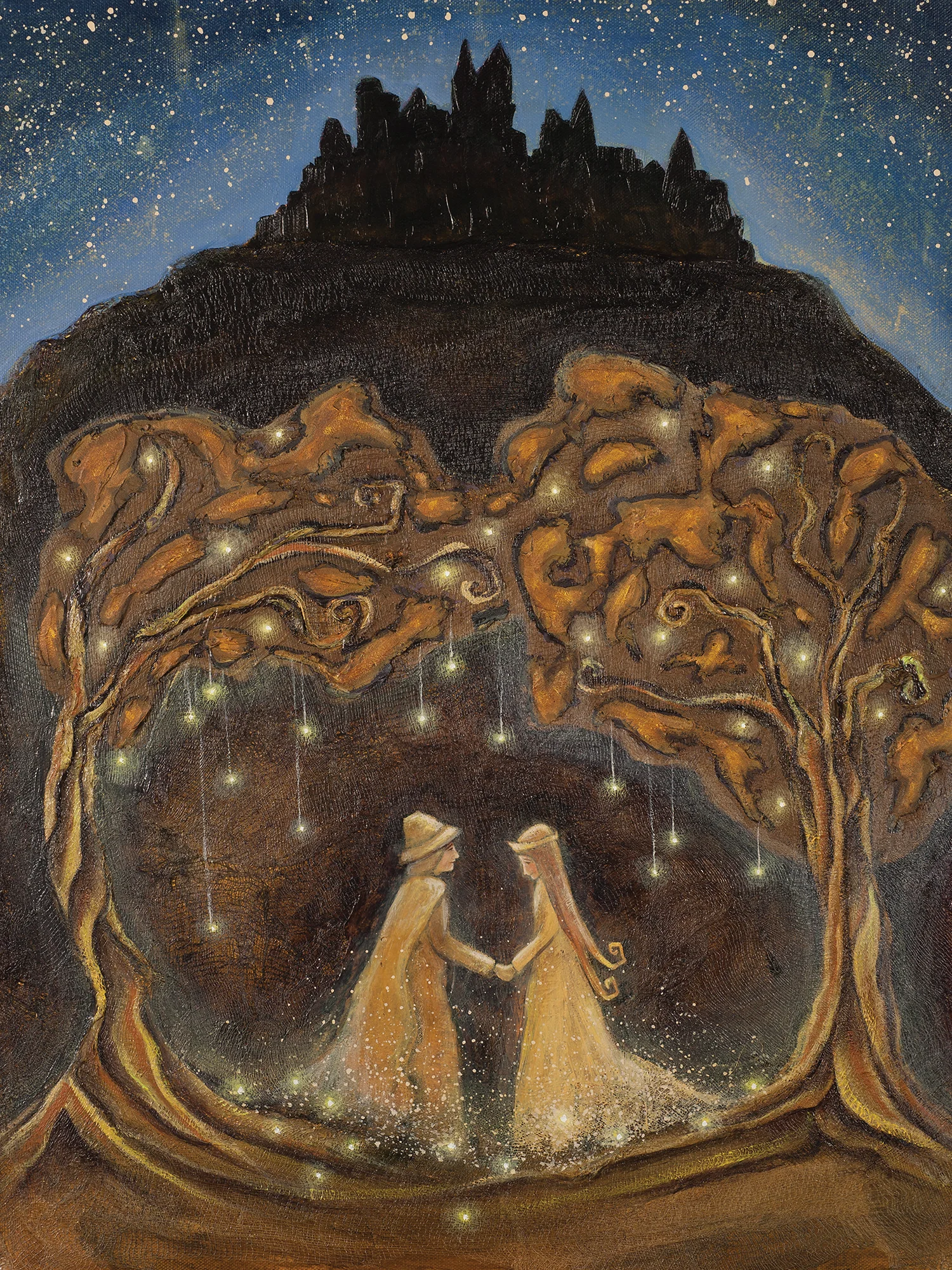 "In the Shadow of the Dark Fortress" shows the light winning.