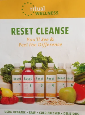 My juice cleanse. You can order it online and so far it works. I've lost weight and already feel back on track.