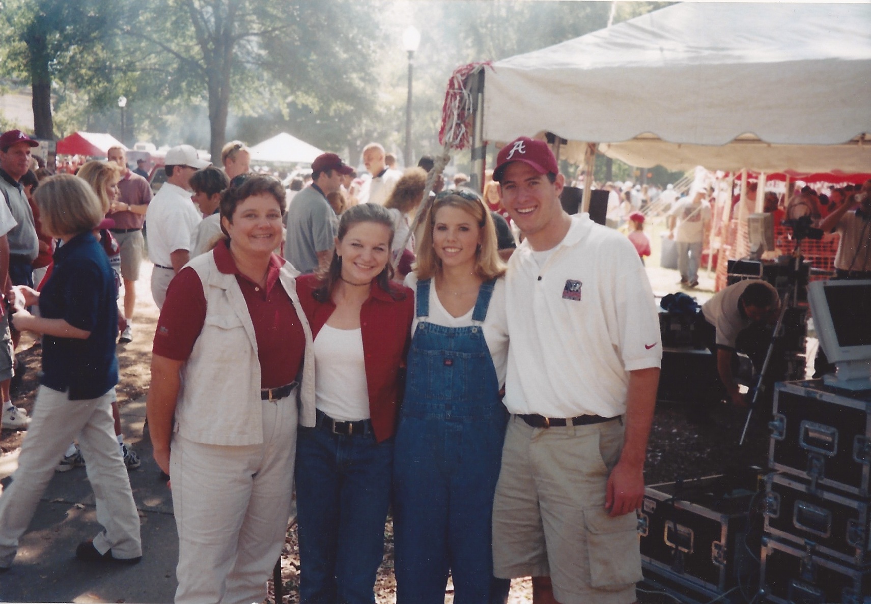 My mom, me, one of my college roommates, and Jason on "the quad" before a game.
