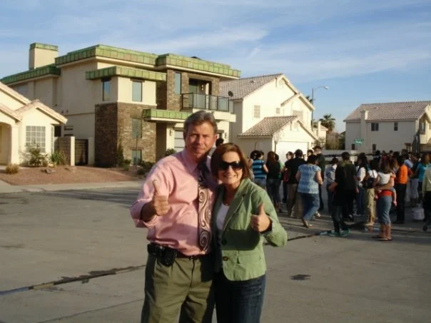 During our Extreme Makeover Home Edition coverage in Vegas. I'd had this jacket since my first job in Guntersville. A Target special and probably my favorite. I'm upset I put it in the Goodwill pile and suffer from severe donator's remorse.