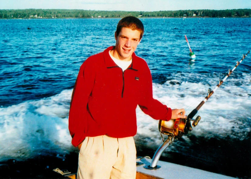 Headed out of
Casco Bay on his uncle's tuna fishing boat, Summer 1998.