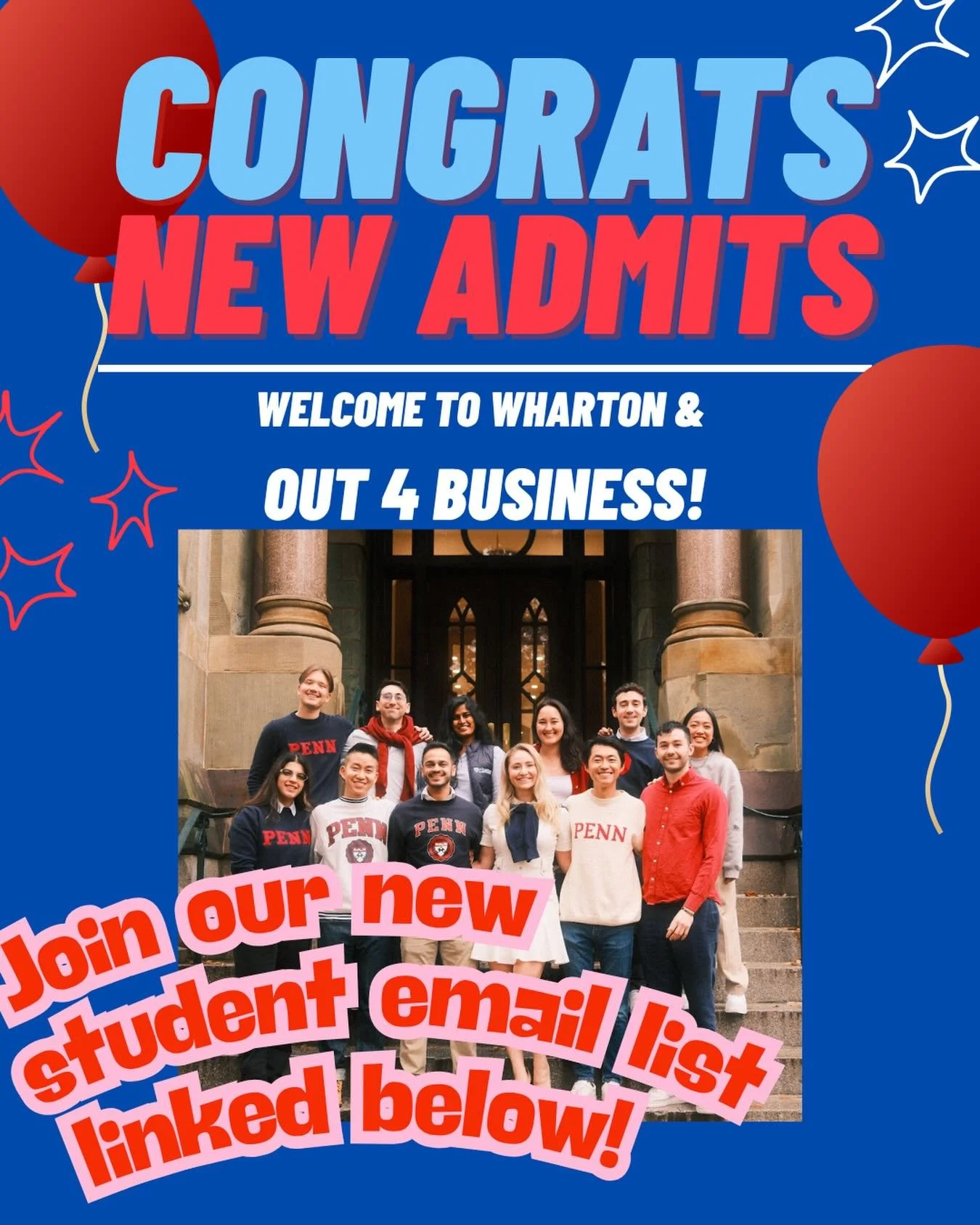 Congratulations to our new admits! Join the link in our bio to stay in the loop for our O4B programming for new students!