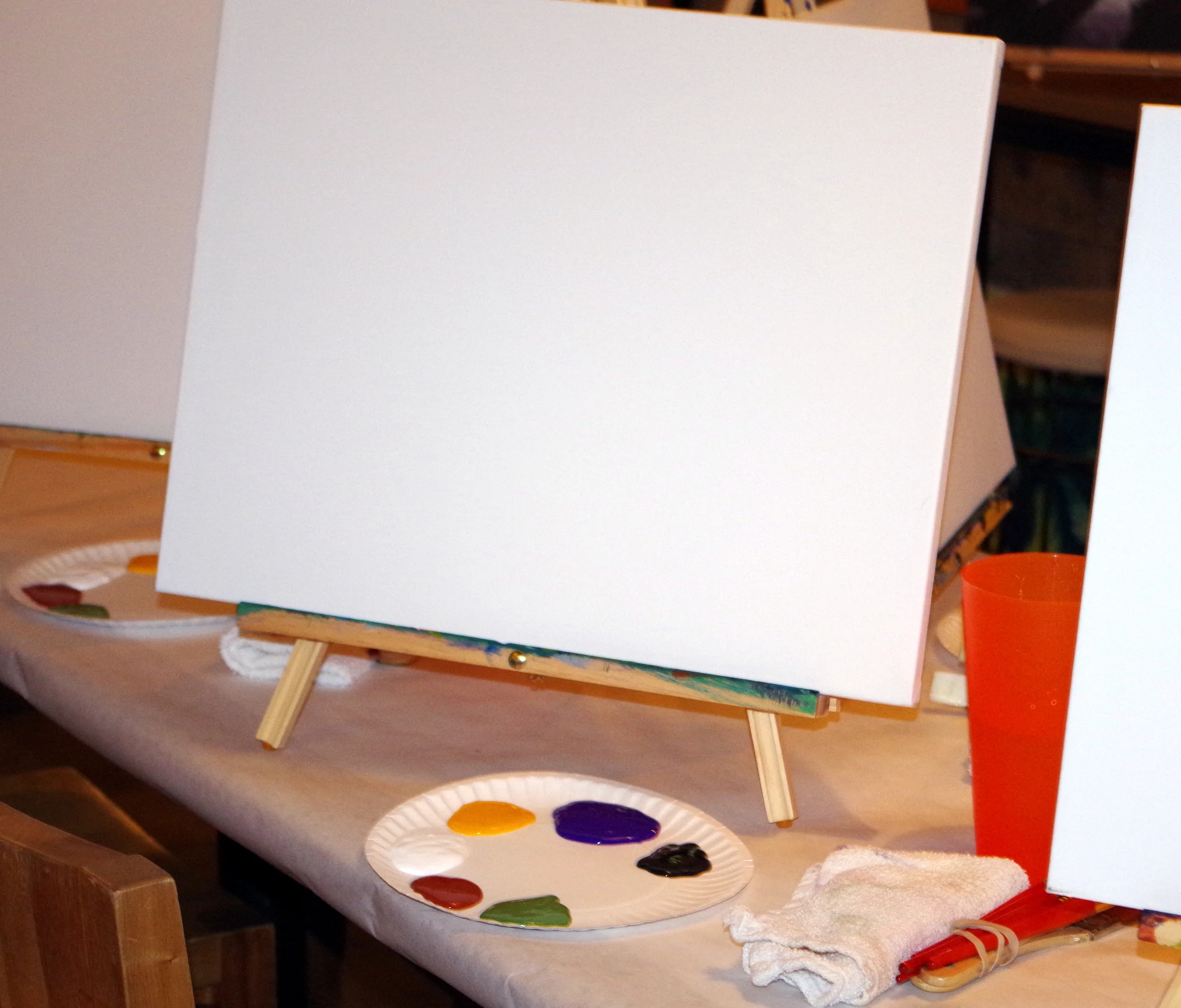 You start out with a blank canvas!  No worries at all, our instructors will tell you everything you need to know!