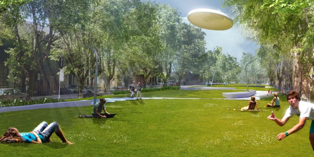 Perspective of Central Green - Image courtesy of and produced by Fletcher Studio