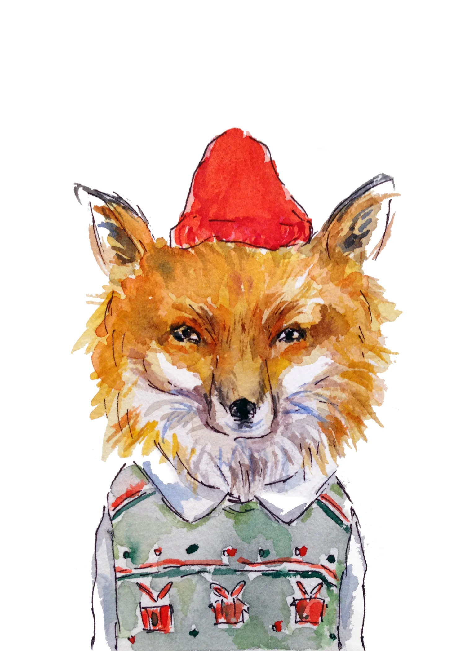 Holiday Fox Print