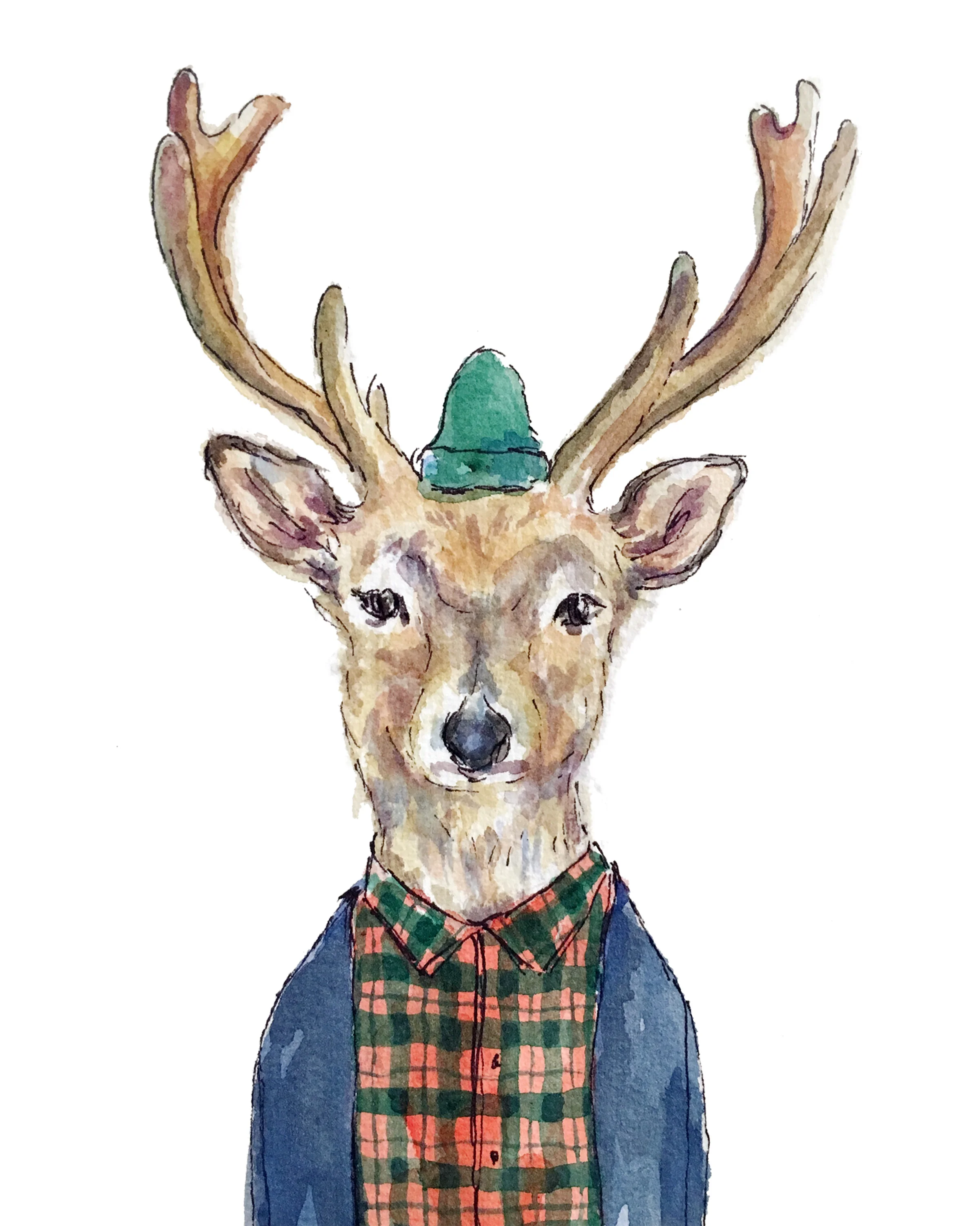 Deer Holiday Print
