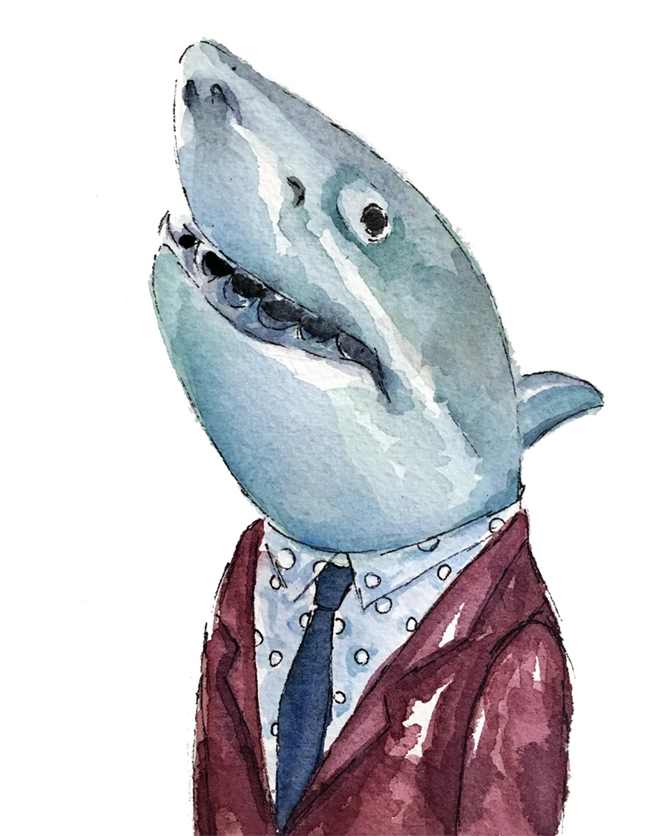 Dapper Shark Print