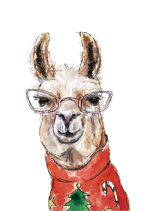 Llama Holiday Print