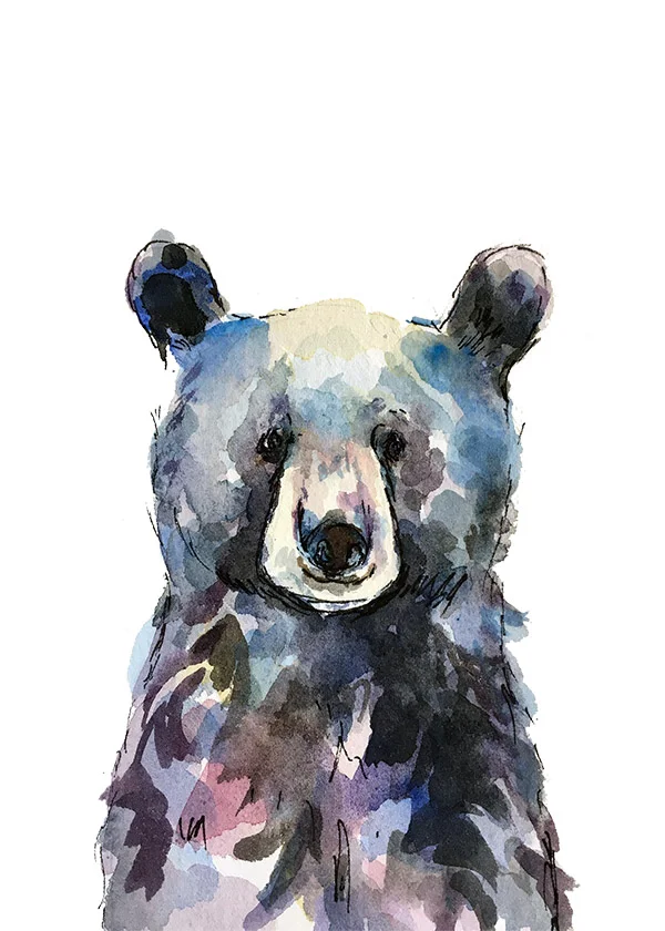 Blueish Black Bear Print