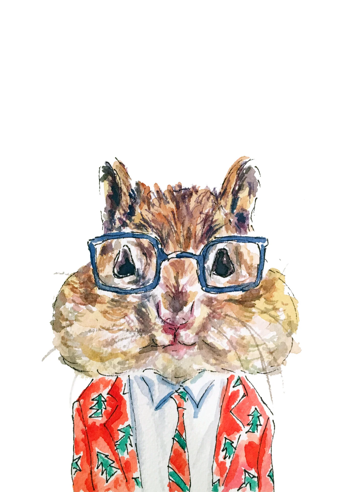 Chipmunk Holiday Print