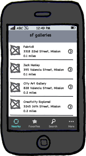 Balsamiq screen shot - iPhone app example