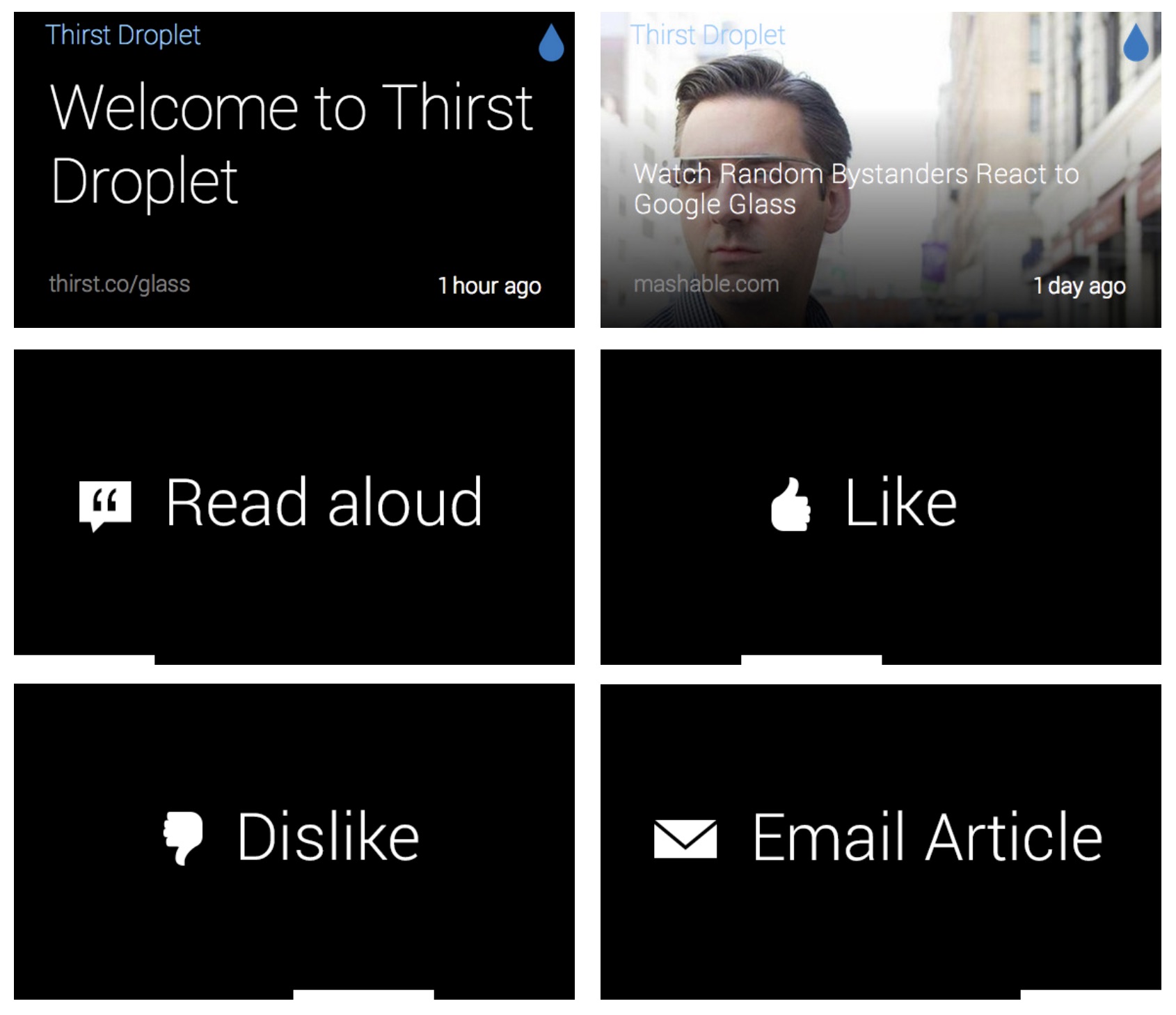 Thirst Droplet Google Glass App