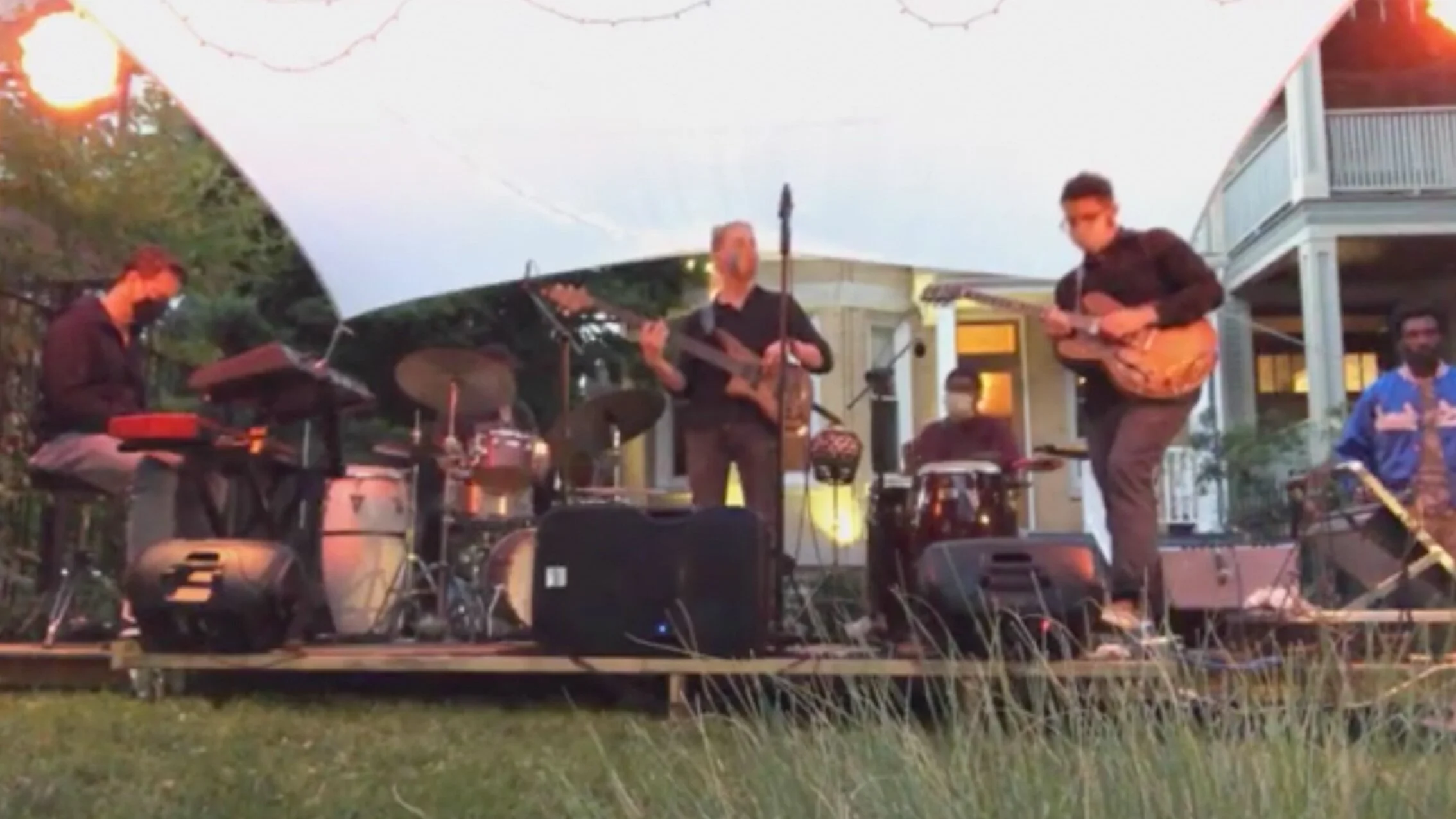 Geoff Shell plays bass with Chicago Afrobeat Quintet at Live on Logan