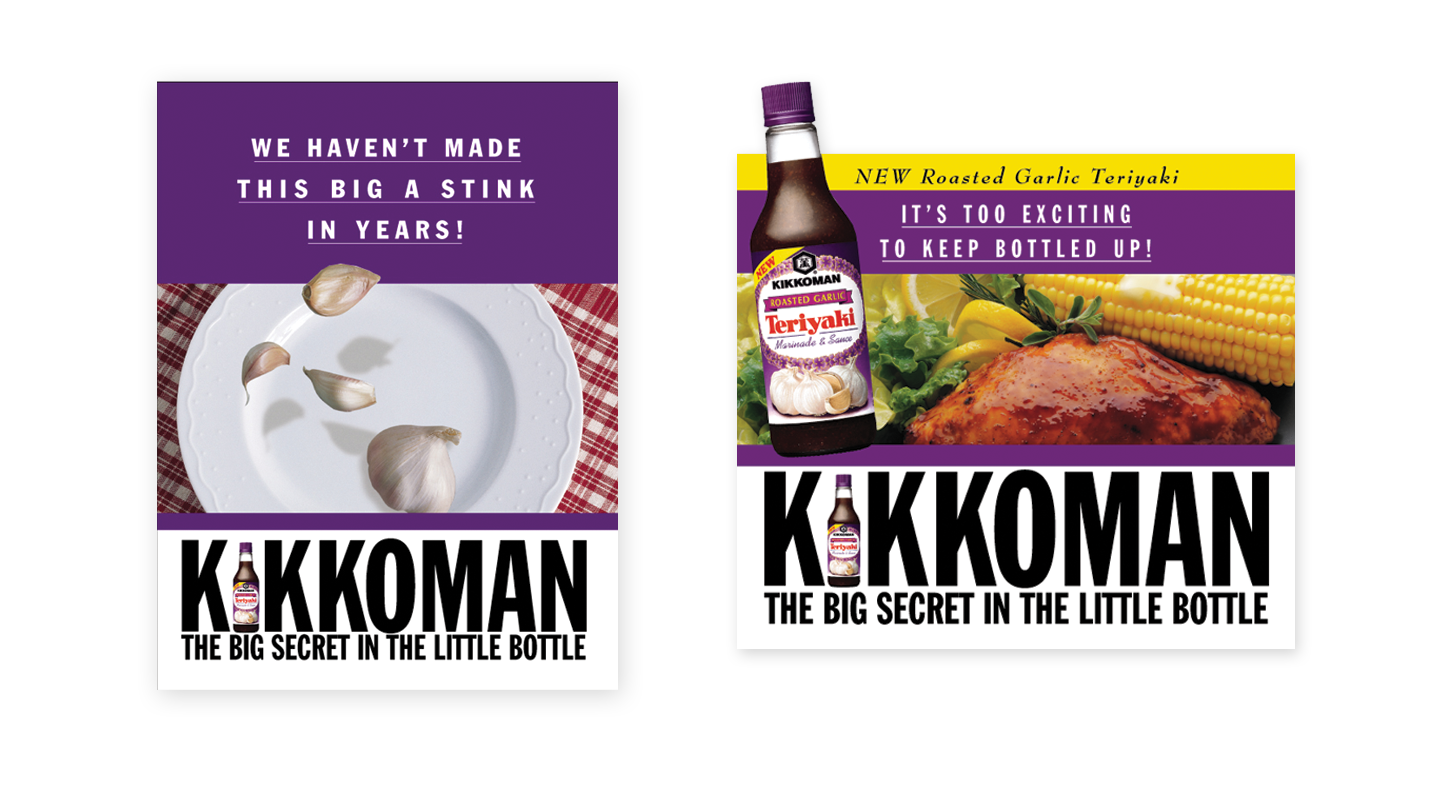 Kikkoman new product promotional materials included point of sale, special couponing, and merchandising brochure with die-cut pop ups.