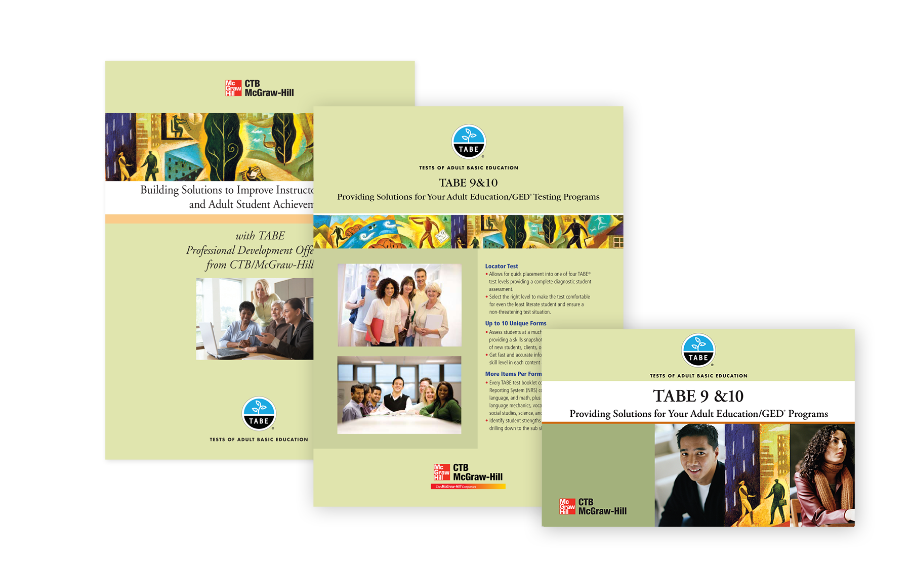 TABE is a program that specializes in tests of adult basic english. This series promoted resources associated with GED and professional development programs. 
