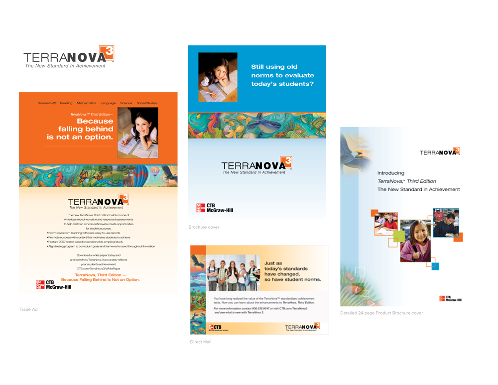 TerraNova, Third Edition- Integrated marketing program materials including ads, brochures and direct mail for this suite of assessments for Grades 3-8. 