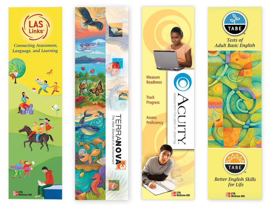 Display banners for CTB/McGraw-Hill products. These designs featured their unique branding elements.