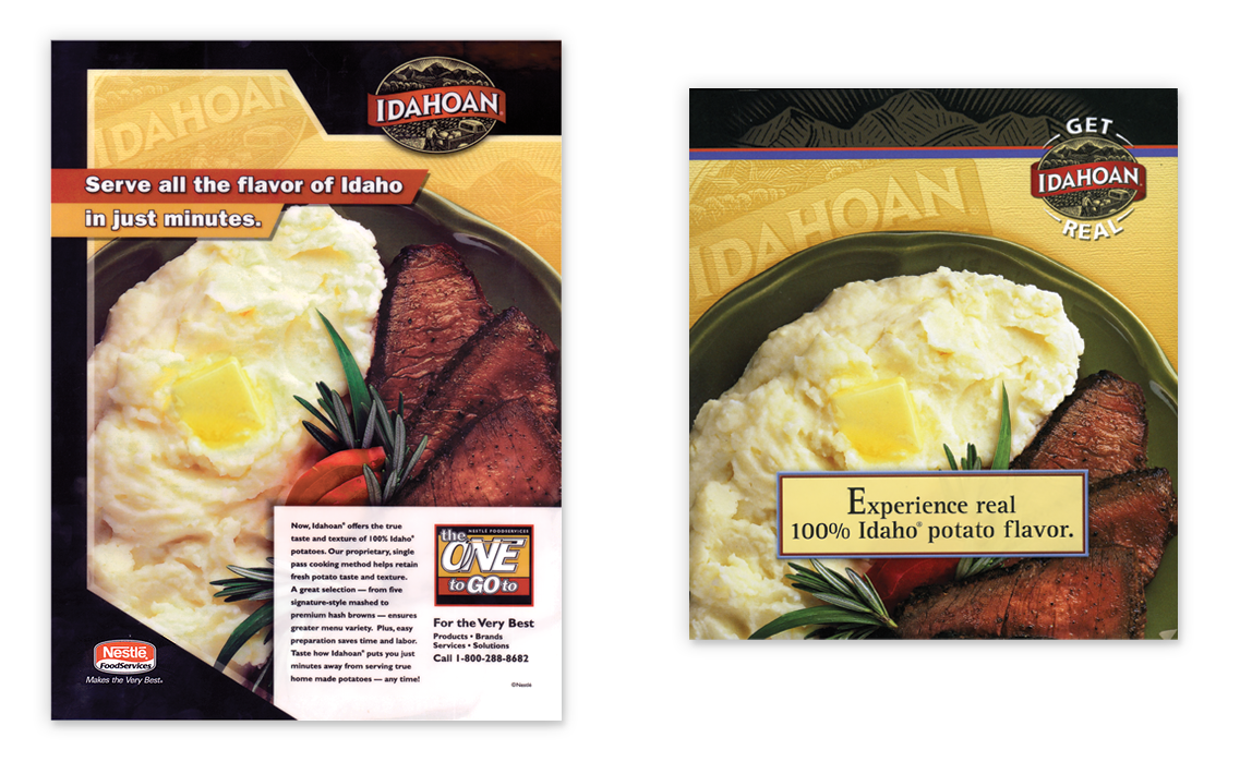 Nestlé Idahoan Foodservice ad and consumer recipe booklet