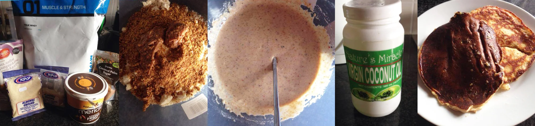 Protein stacked, peanut butter & coconut pancakes