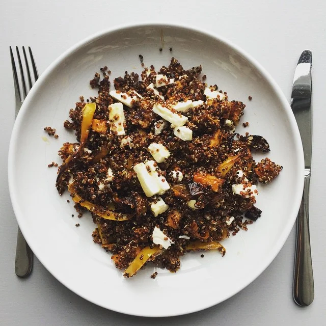 Honey glazed feta, sweet potato & quinoa salad