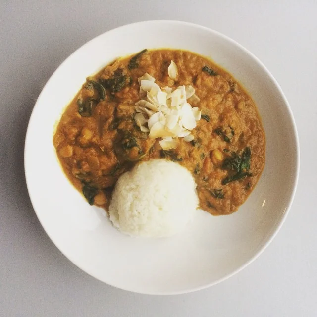 Big Brian’s Spinach and Chickpea Curry with Sticky Jasmine Rice