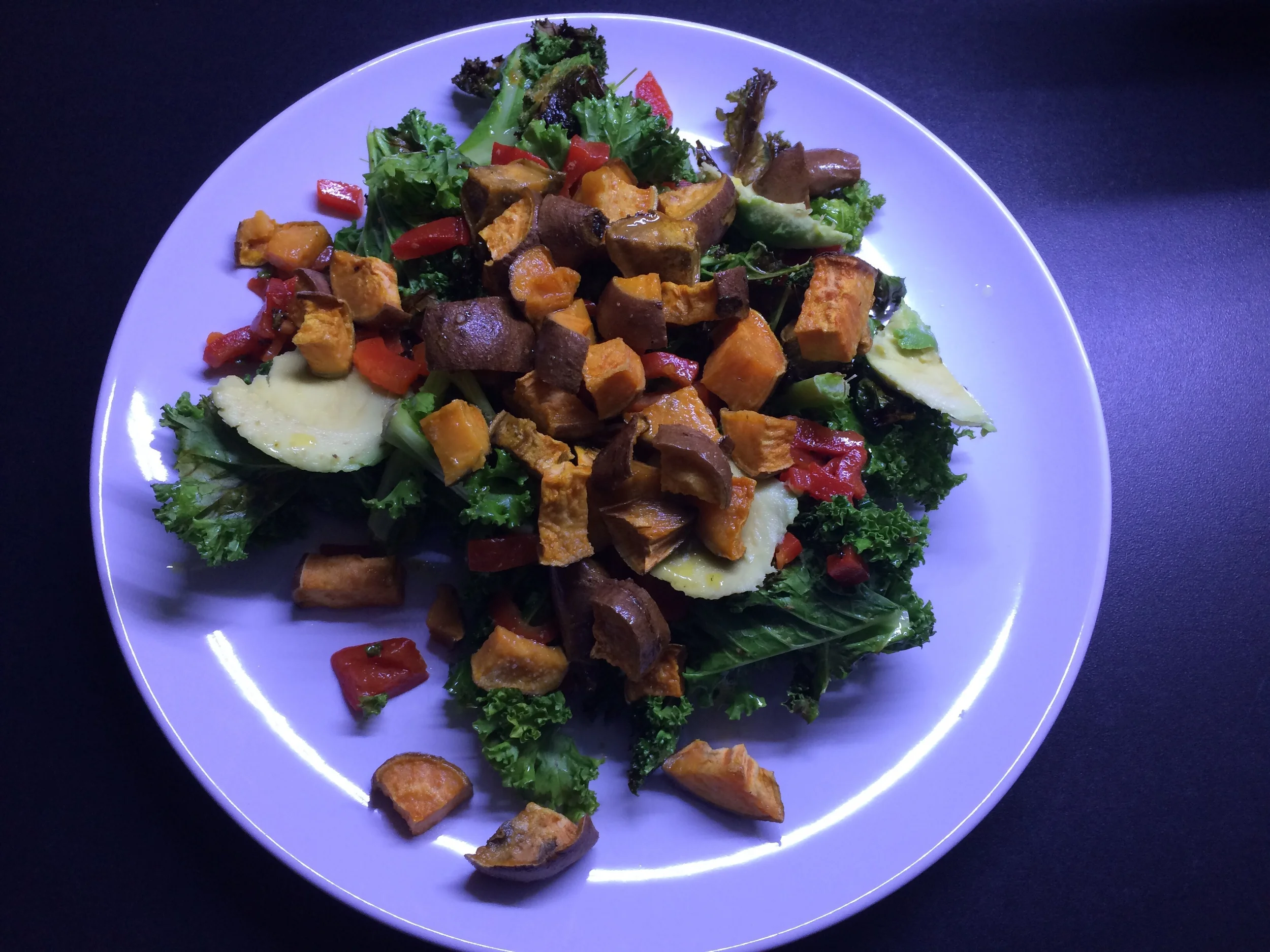 Warm Sweet Potato & Crispy Kale Salad