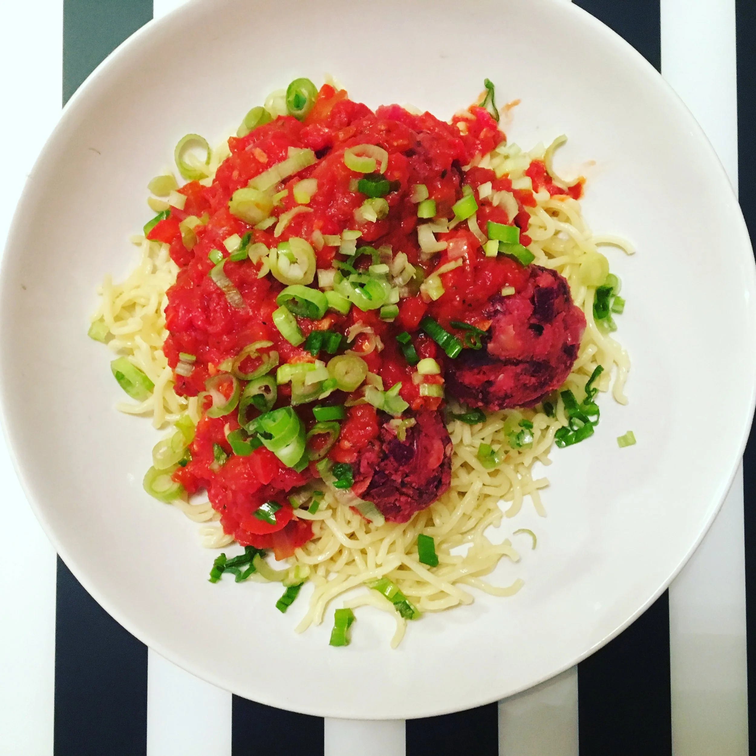 Spaghetti & beet balls