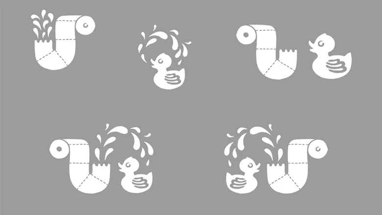 First ideas for shower/toilet door illustrations