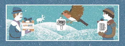 Adapting the artwork for web banners on facebook and The Print Shop blog site.