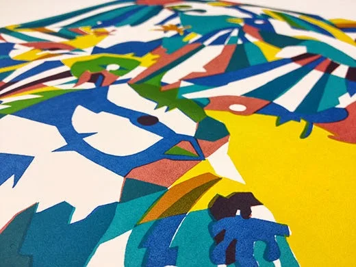 Flock (detail), 4 colour screen-print
