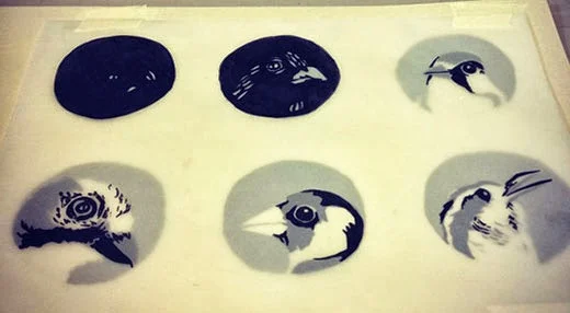 Tracing paper layers for my bird cards