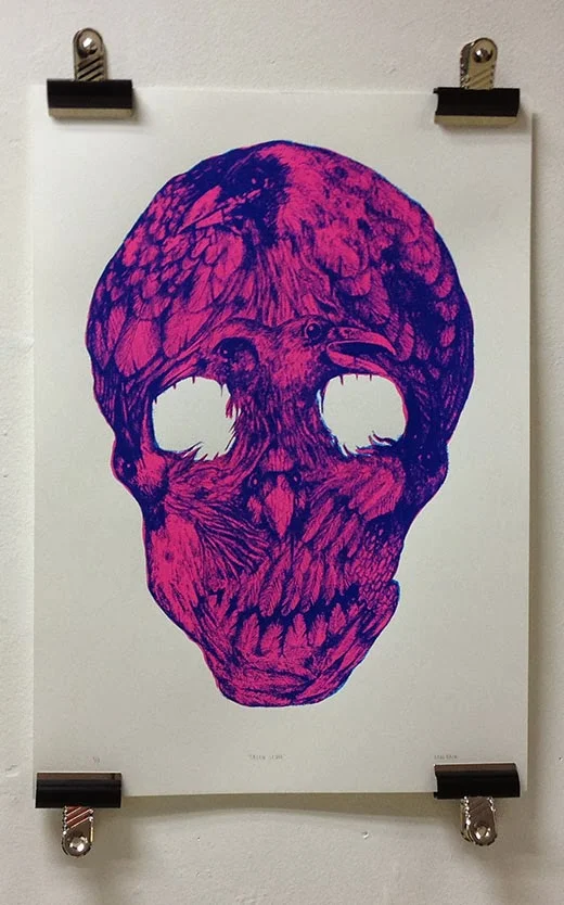 Raven Skull, 2-colour A2 screen-print