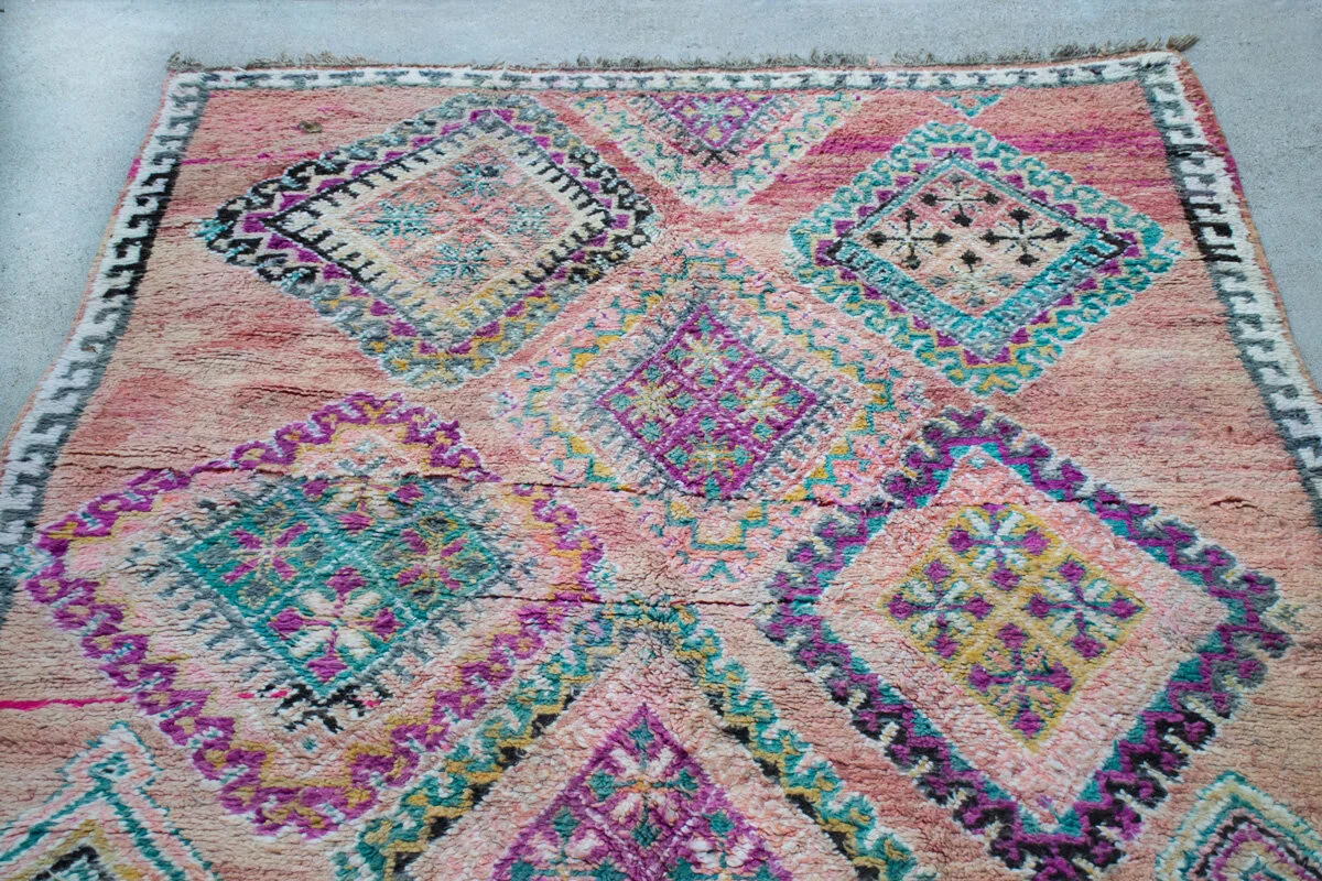Vintage Pink Moroccan Diamond Rug 6x9 Boujaad 'Nadia' — Found Elsewhere