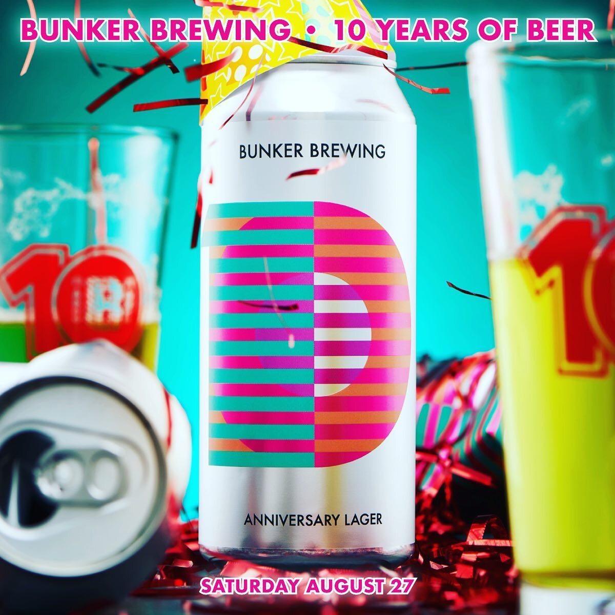 🎊🎊🎊🎊🎊🎊 
Please join us at Bunker this Saturday 8/27 as we celebrate 
10 YEARS OF BEERS! 
🎉 
We will be celebrating all day in the taproom with Live Tunes provided by The Maine Marimba Ensemble.
🎉 
@luckyloueats will be here with the Greek Str