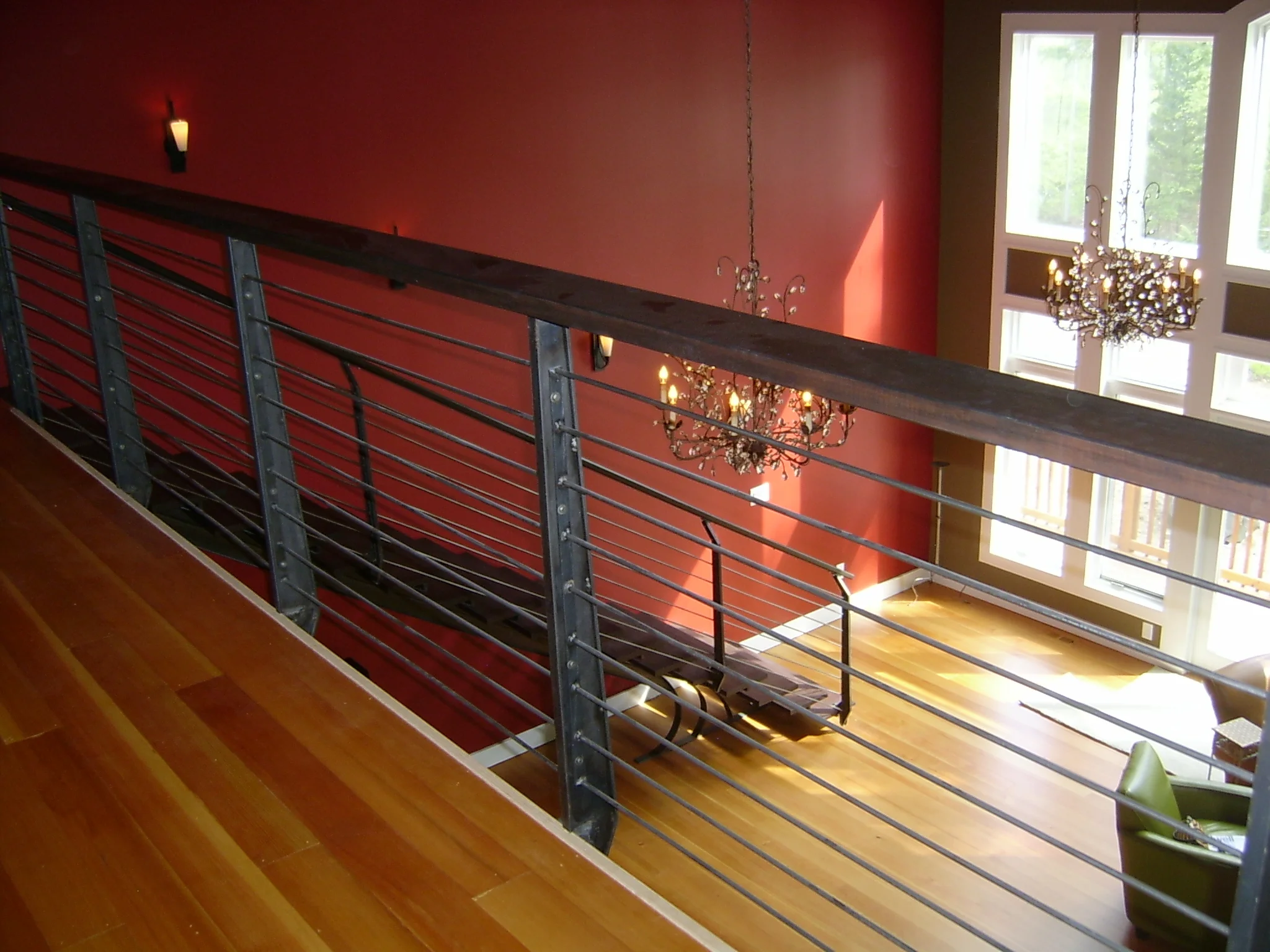 Horizontal railing with custom posts