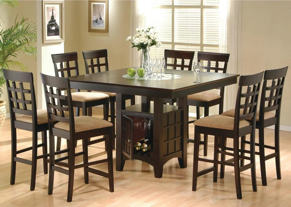 Pub Height Table with Lazy Susan & Wine Rack - CO 100208