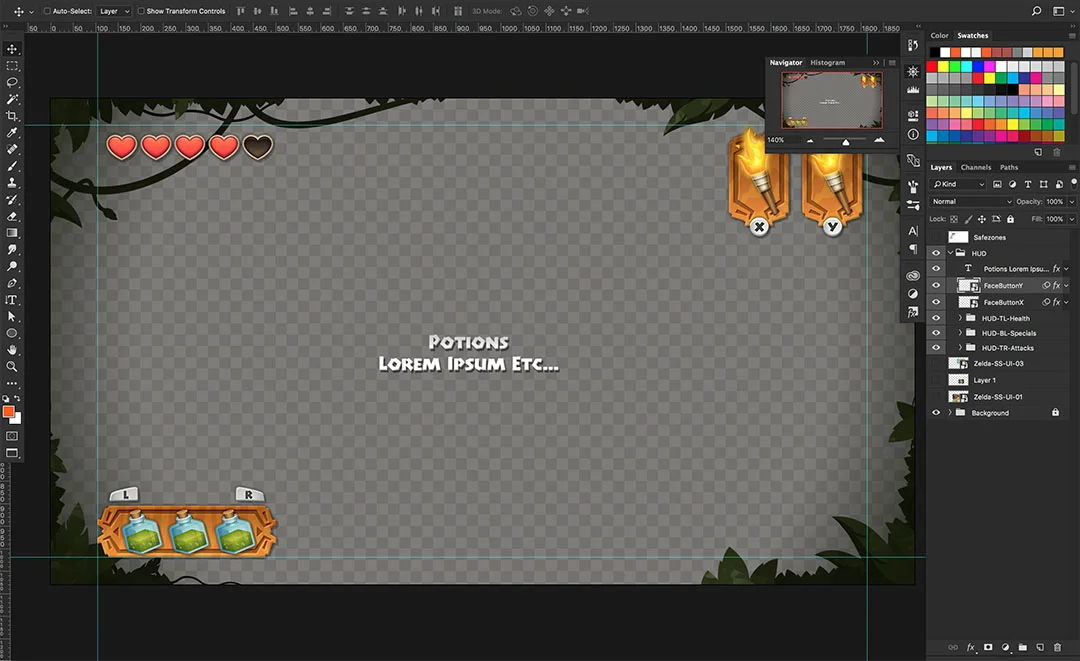 Sample of an interface being built in Photoshop