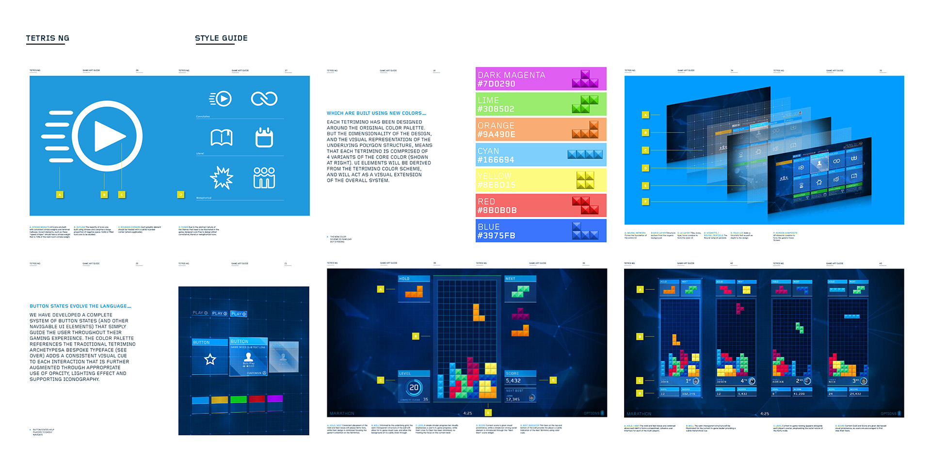 Sample Pages from the Tetris Ultimate Style Guide