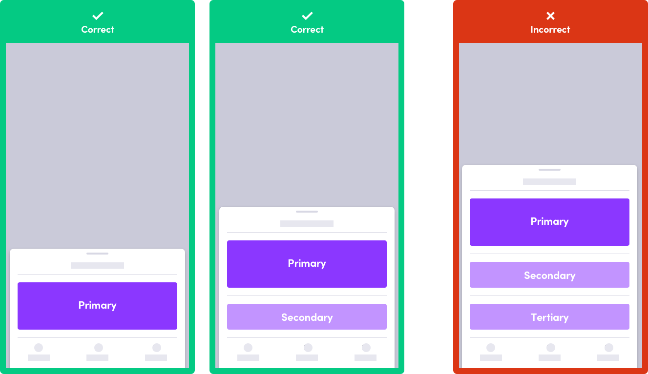 Ex: only primary and secondary cards are shown above the fold