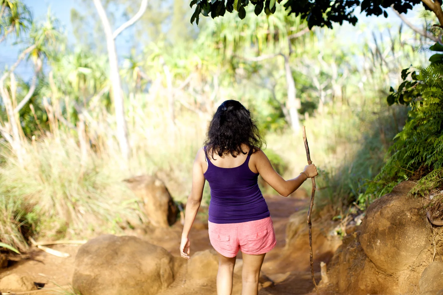 Hiking along the north shore of Kauai