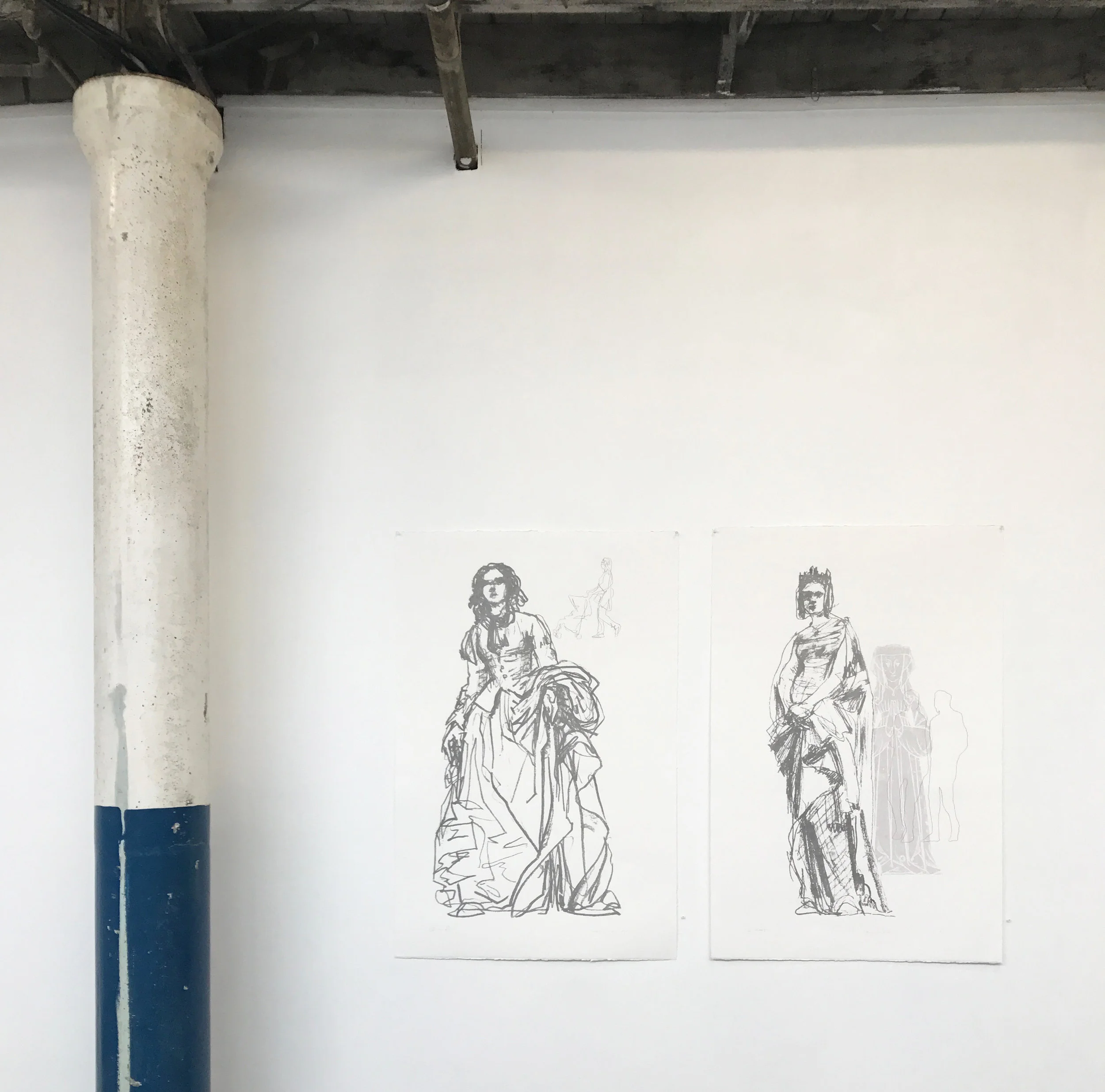 Claire Martin, Luxembourg Gardens, and Margerite de Provence, screenprint &amp; graphite / unique state, $600 each