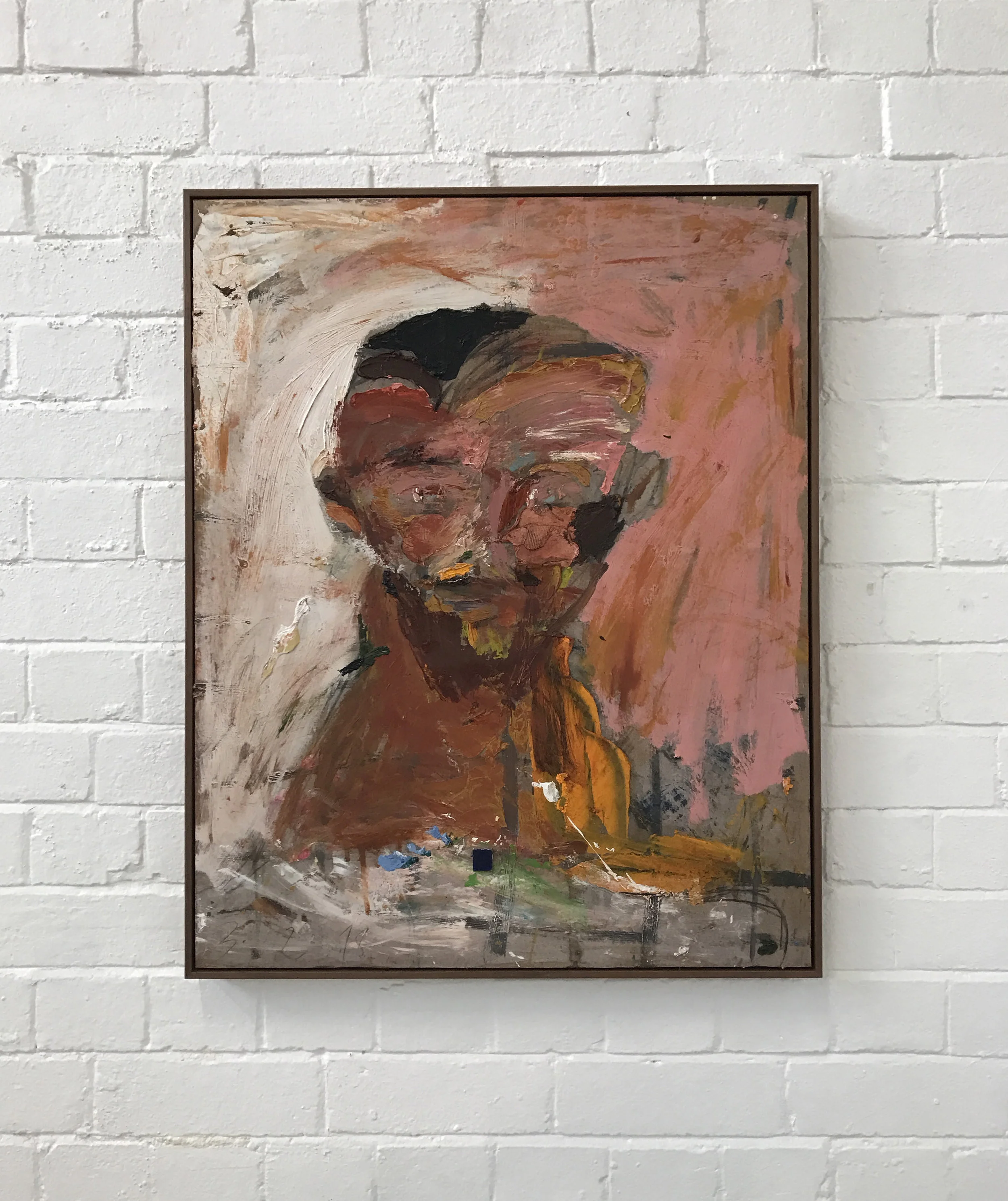 James Drinkwater, Self Portrait at 34, mixed media on board