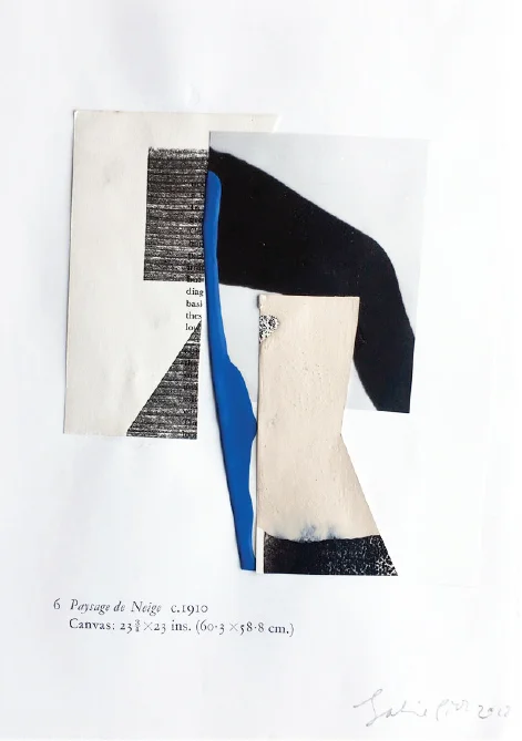 Sabine Pick, Snow landscape, vintage paper, mixed media collage, 23.5 x 30.5 cm, 2018, $150 framed.