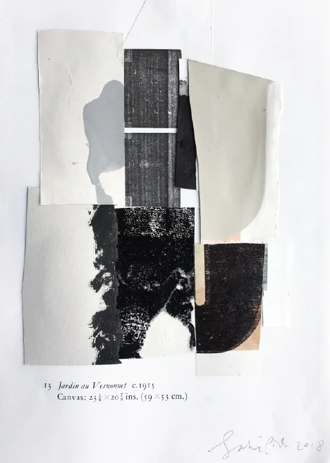 Sabine Pick, Garden, vintage paper, mixed media collage, 23.5 x 30.5 cm, 2018, $150 framed.